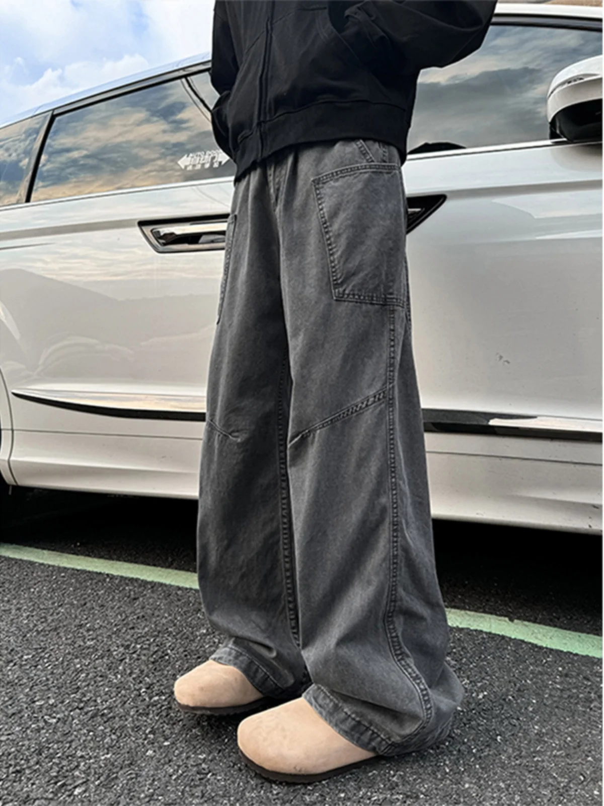 

American Retro Work Pants Men's Spring Autumn Faion High Street CleanFit Knife Pants Loose Wide Leg Straight Leg Pants