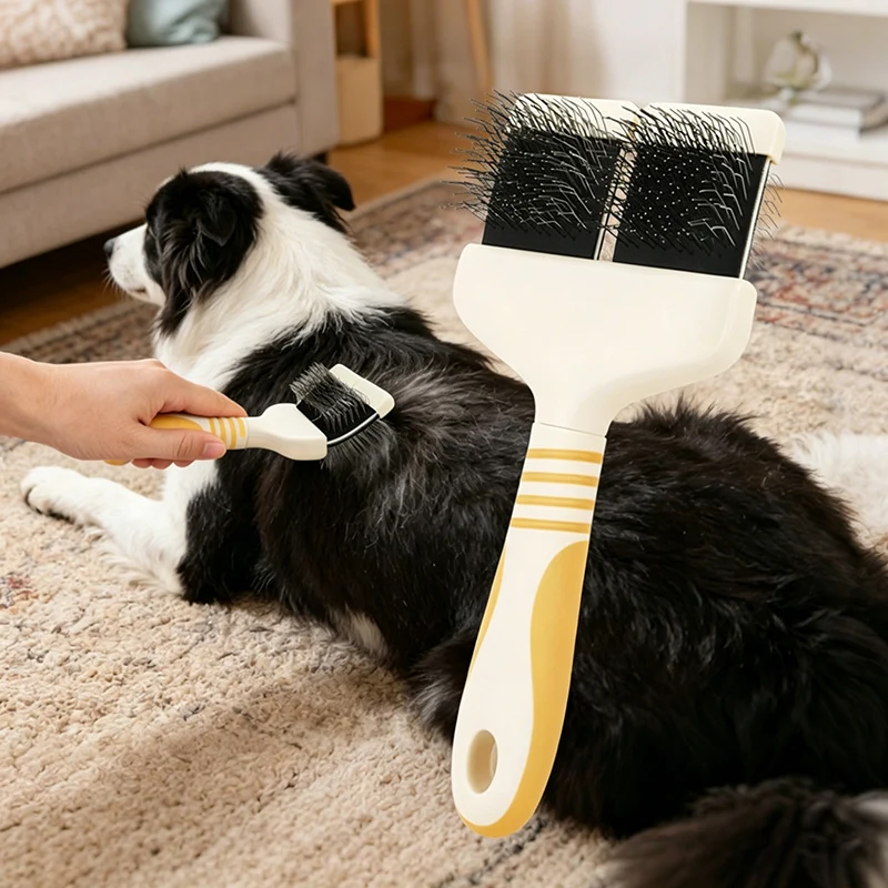 

Double-Sided Pet Slicker Brush Soft Durable Massage Grooming Hair Knot Cleaning Combs for Dogs & Cats Pet Shedding Supplies