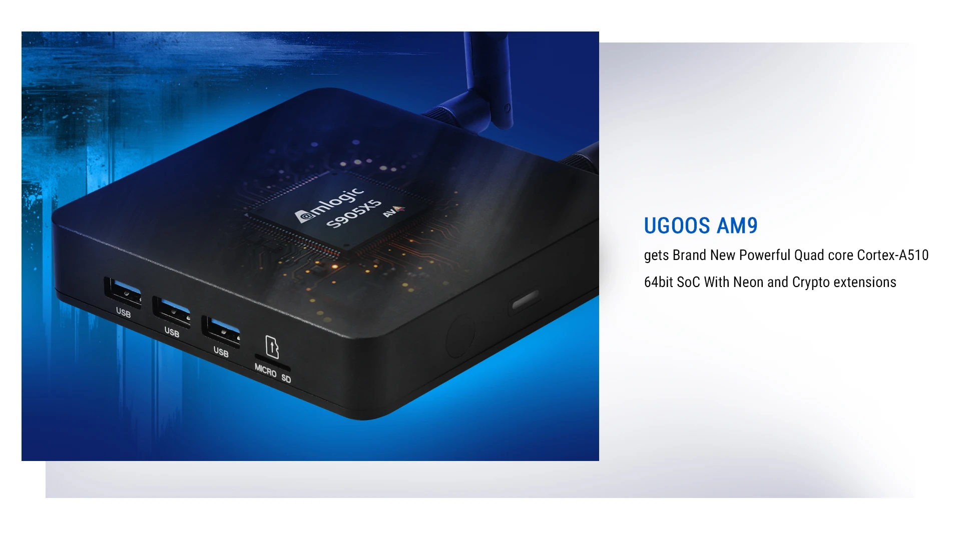Original Ugoos AM9 Smart TV Box Android 14 Amlogic S905x5 LPDDR4X 4GB 64GB WiFi BT5.2 LAN 1000M with BT Voice Remote Set Top Box