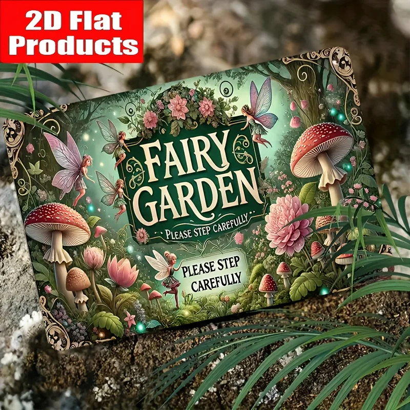 1-Piece Fairy Tale Mushroom Tin Sign - Vintage Metal Wall Decor, Suitable for Everyday Use, Christmas, Thanksgiving, and Oktoberfest - Magic Garden Theme Vintage Iron Mushroom Sign