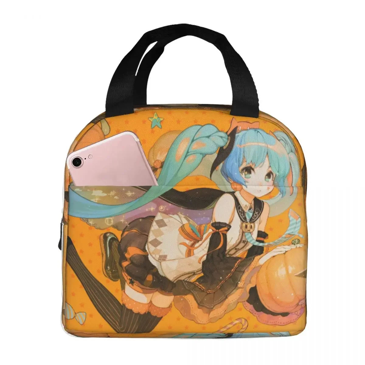 Zucche di Halloween Miku Virtual Idol Lunch Bags H-HATSUNE Lunch Container Thermal Bag Tote Lunch Box Work Picnic Food Handbags