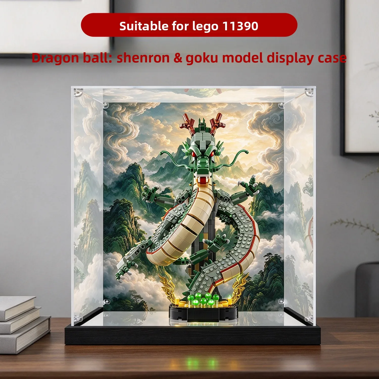 High-definition acrylic display case, transparent dustproof storage box for LEGO 11390 Dragon Ball Shenron building blocks