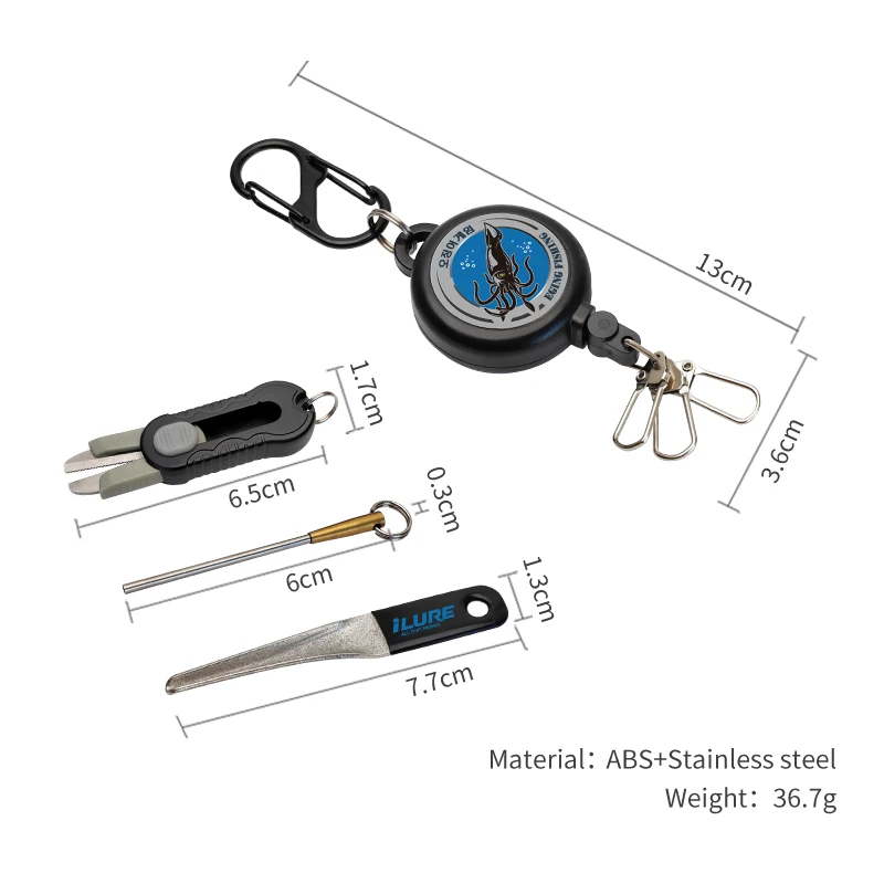 New Multi-functional Fishing Tackle Squid Jig Lure Sharpener Egi Bait Hook Corrector Telescopic Fish Ruler Mini Scissors Tool