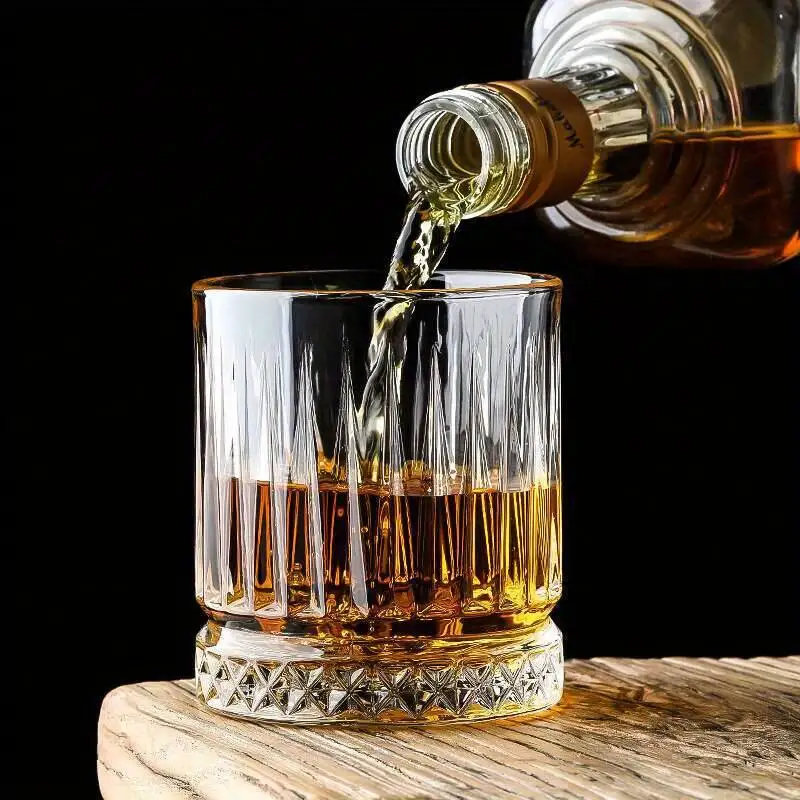 

100Ml/210Ml European Whiskey Home Crystal Vodka Beer Creative Classic Striped Wine Tasting Cup Brandy Juice Tail Glass