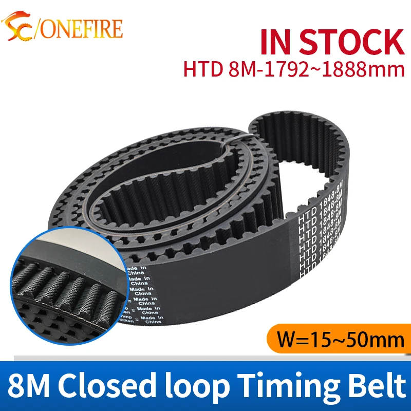 HTD 8M Rubber Timing belt Length 1792/1800/1808/1824/1840/1848/1856/1864/1880/1888mm Width 15~50mm HTD 8M Closed loop beltS