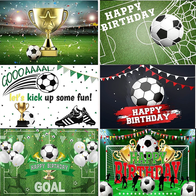 Soccer Birthday Party Decoration Football Field Backdrop Soccer Birthday Banner Background Sports Theme Wall Custom