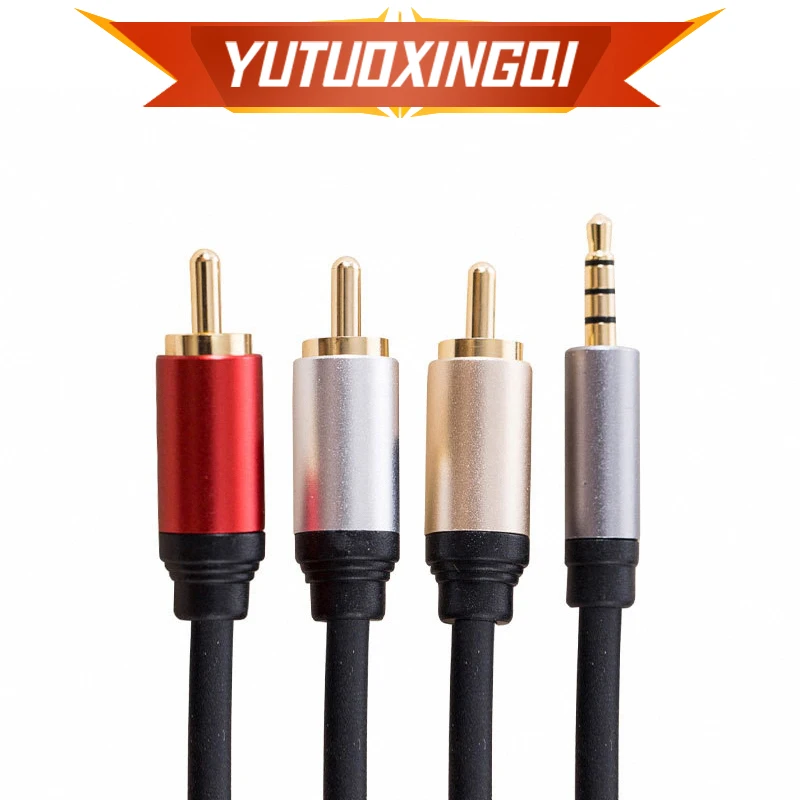 3.5มม.ถึง3RCA ปลั๊ก Kabel Audio Video ทองแดง AV 1ใน3 AUX สำหรับลำโพง PC กล่องทีวีเครื่องเล่น CD DVD มาตรฐานอะแดปเตอร์แปลง