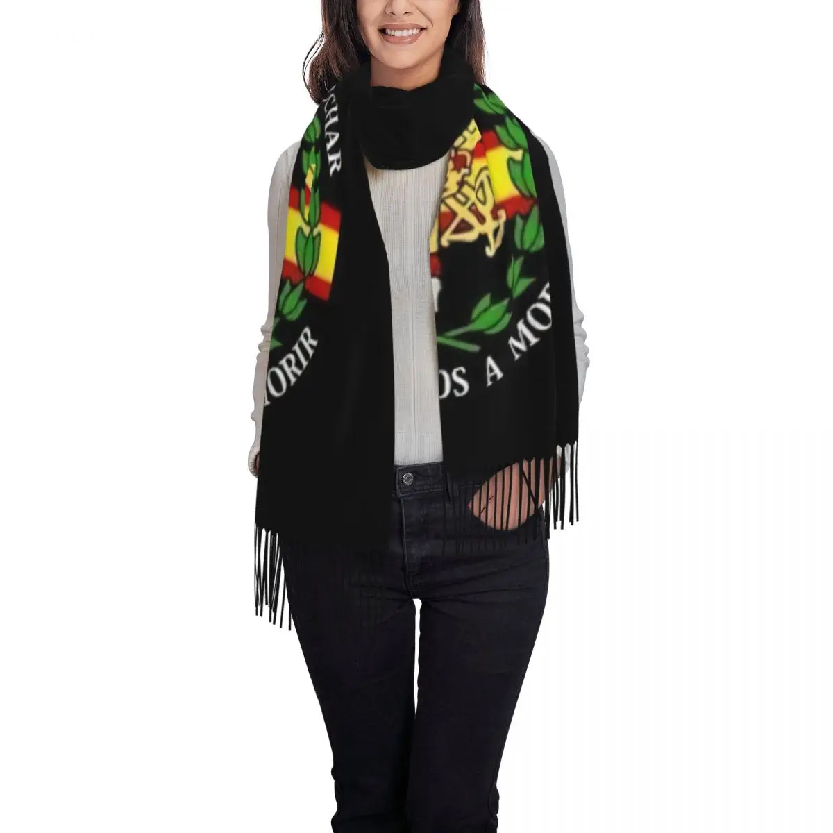 Custom Print Spanish Legion Scarf Men Women Winter Fall Warm Scarves Coat of Arms of Spain Shawl Wrap