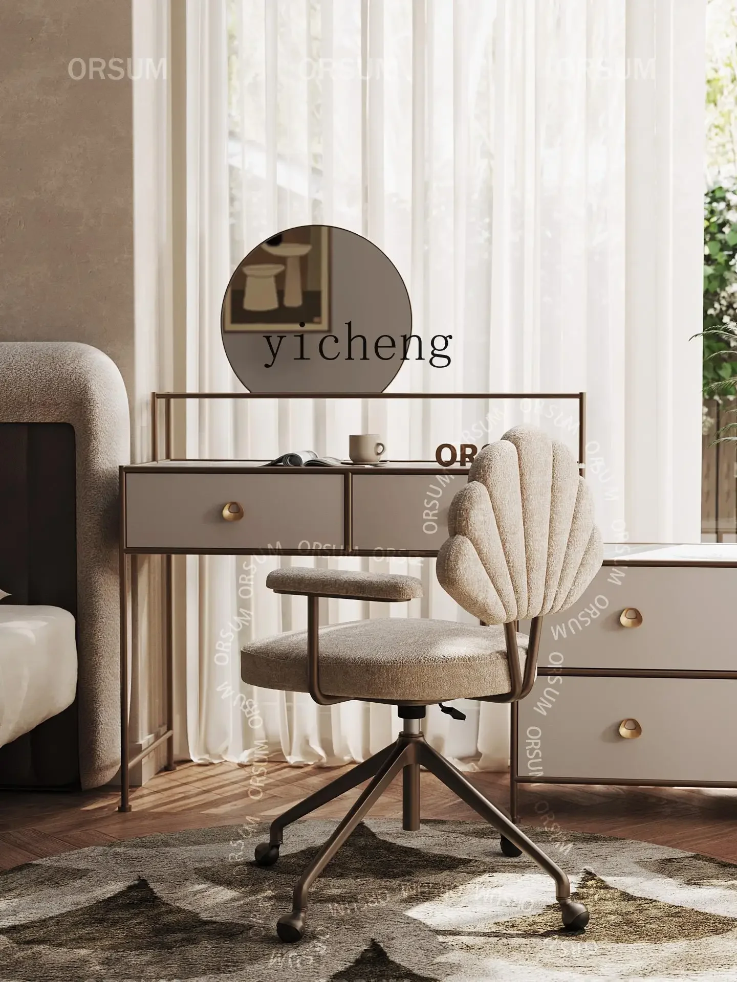 B2 Makeup Chair Dressing Computer Chair Light Luxury High-end Feeling Backrest Pulley Can Be Rotated