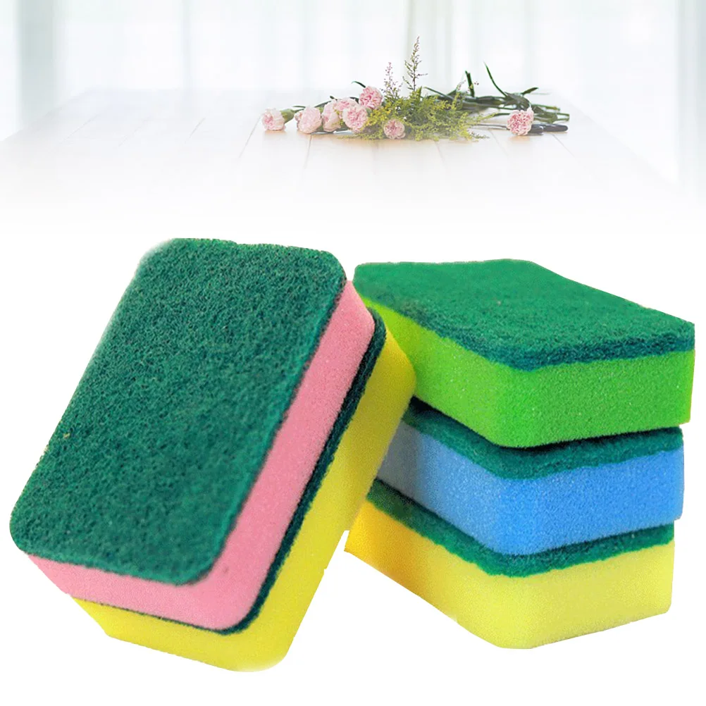 

5Pcs Long-Lasting Kichen Cleaning Sponge Pad for Dishes Faucets Sinks Mixed Color No Damage Utensils Kichen Cleaning Sponge