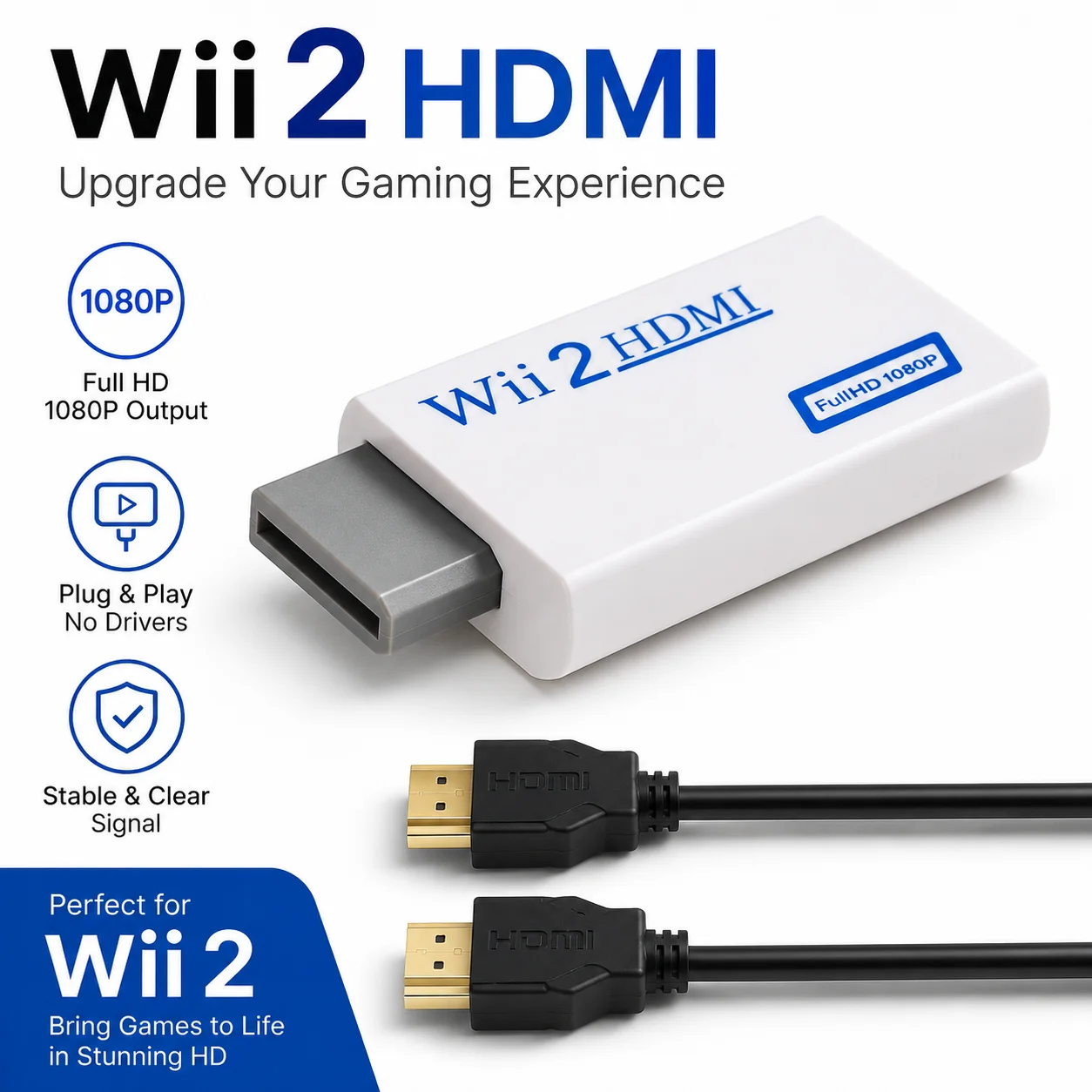 Wii to HDMI Converter 3.5mm Audio 480P 720P 1080P Digital Adapter For Wii HDTV Monitor Not For Wii Mini Gaming Accessory