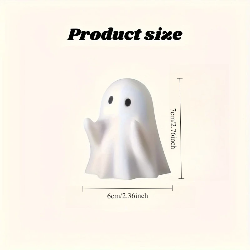 Cute Ghost Pen Holder Resin Desktop Ornament Creative Spectacles Stand Halloween Decor Desk Accessory Gift