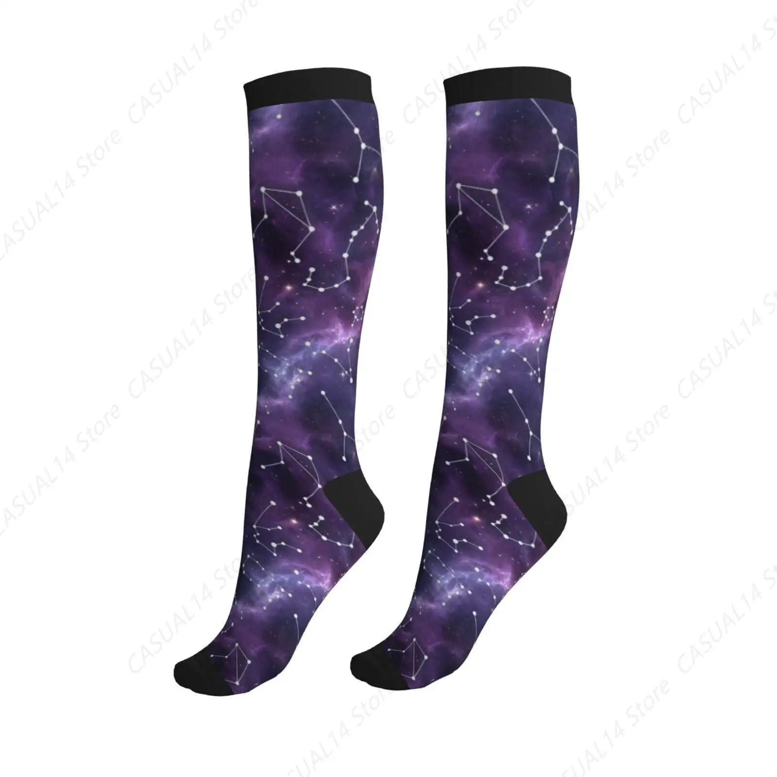 

Space Compression Socks Knee High Circulation Support Socks For Women Men Athletic Running Work Hiking Cycling Travel