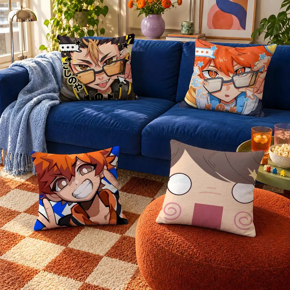 Anime Haikyu!! Haikyuu Hinata Kageyama Cushion Cover Throw Pillow Soft Short Plush Cozy Durable For Sofa Bedroom Home Decor Gift