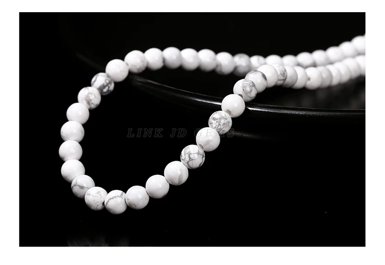 Nat￼rliche Stein Wei￟ T￼rkis Perlen Runde Lose Spacer Howlite F￼r Schmuck Handgemachte Armband Diy Halskette Zubeh￶r 15" – Detail 4