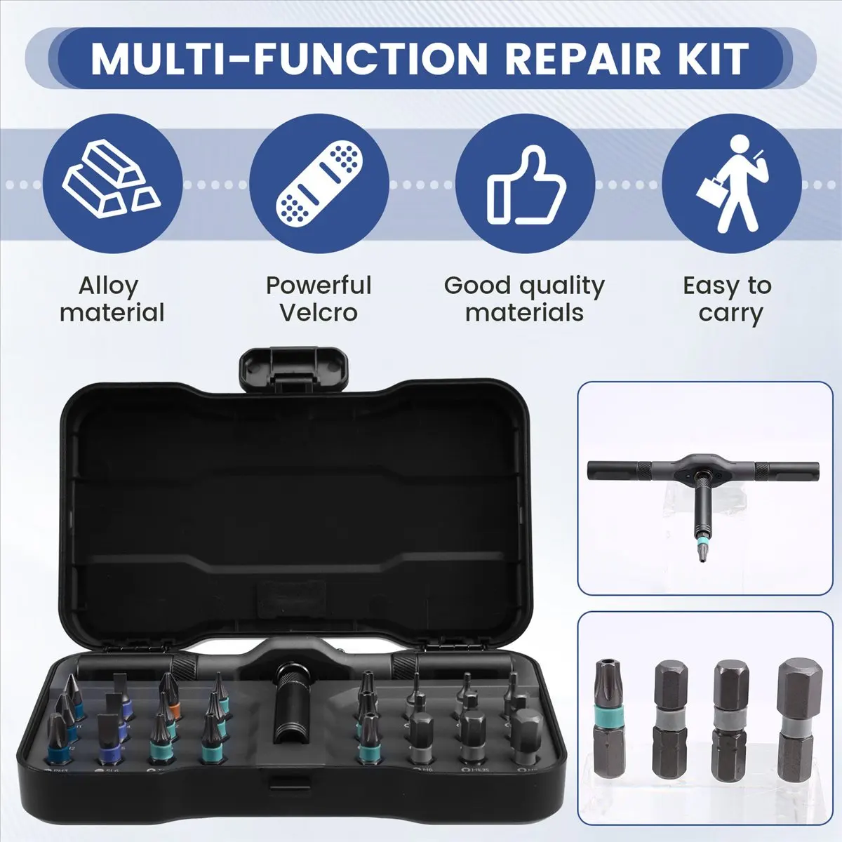 A10I  RS1 24-in-1 Magnetic Ratchet Screwdriver Set, Bits, Non-Slip Handle, Repair Tool Kit for Electronics