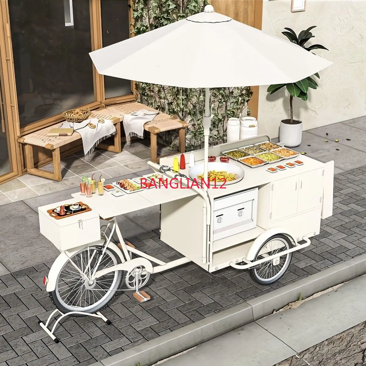 Stall riding three-wheeled dining car upside down, stall mobile tools