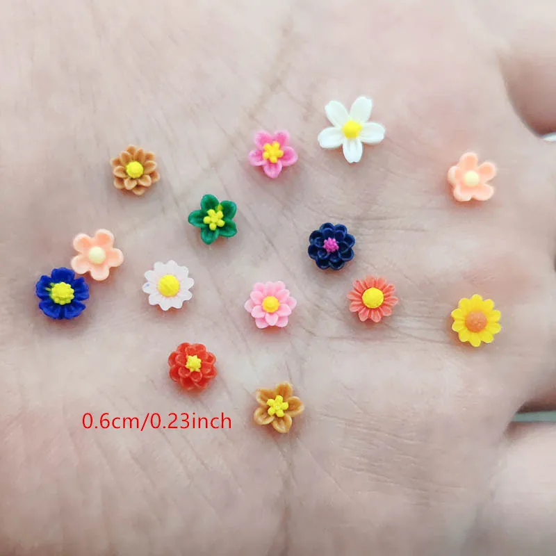 100pcs Mini Flat Resin Flower Shaped Circles for Nail Art Ideal for Creating Stunning Nail Designs with Water Drill Decoration