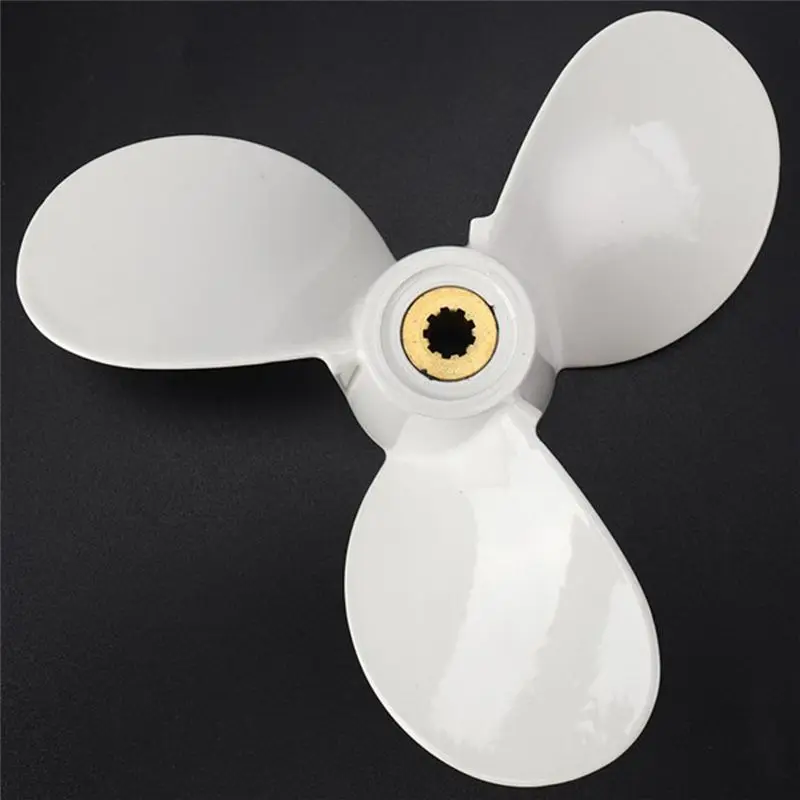 N26R-1 Piece Outboard Propeller 7 1/2X8-Ba White 6E0-45941-01-El For Mariner 4-6Hp 3 Blades 9 Spline Tooth R Rotation