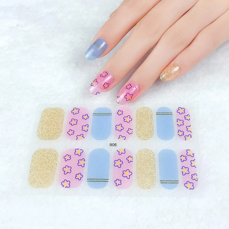 3D Drill Gel Nail Sticker Waterproof Nail Polish Film Wraps Full Cover Adhesive Nail Decals Manicure Decor Nail Art Accessories