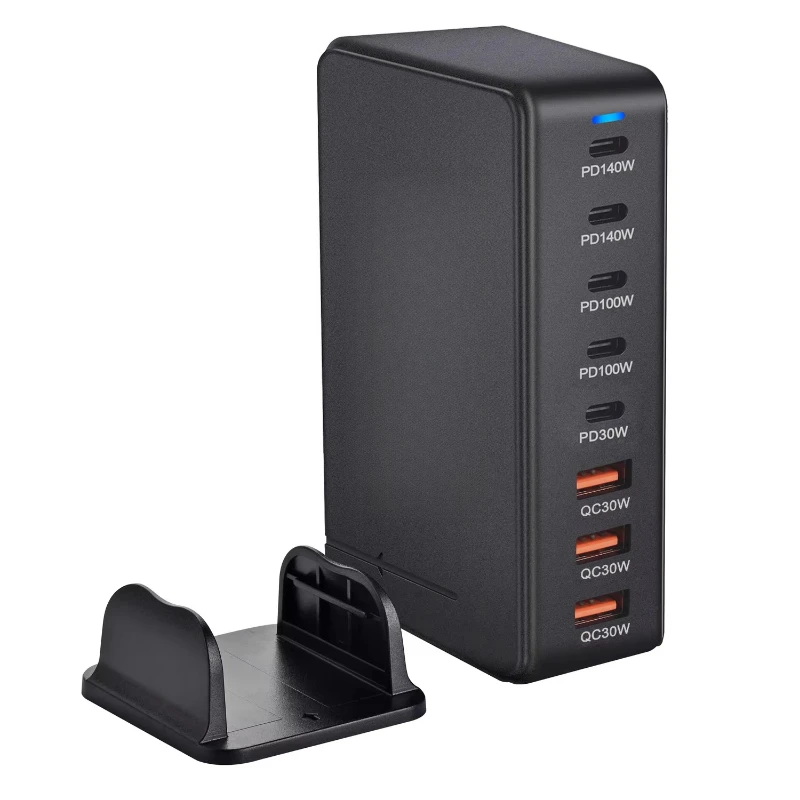 600W Fast PD Charger 8-Port USB Mobile Phone Computer Charging Dock Station Desktop Fast Charging GaN Charger Stand Wall Charger