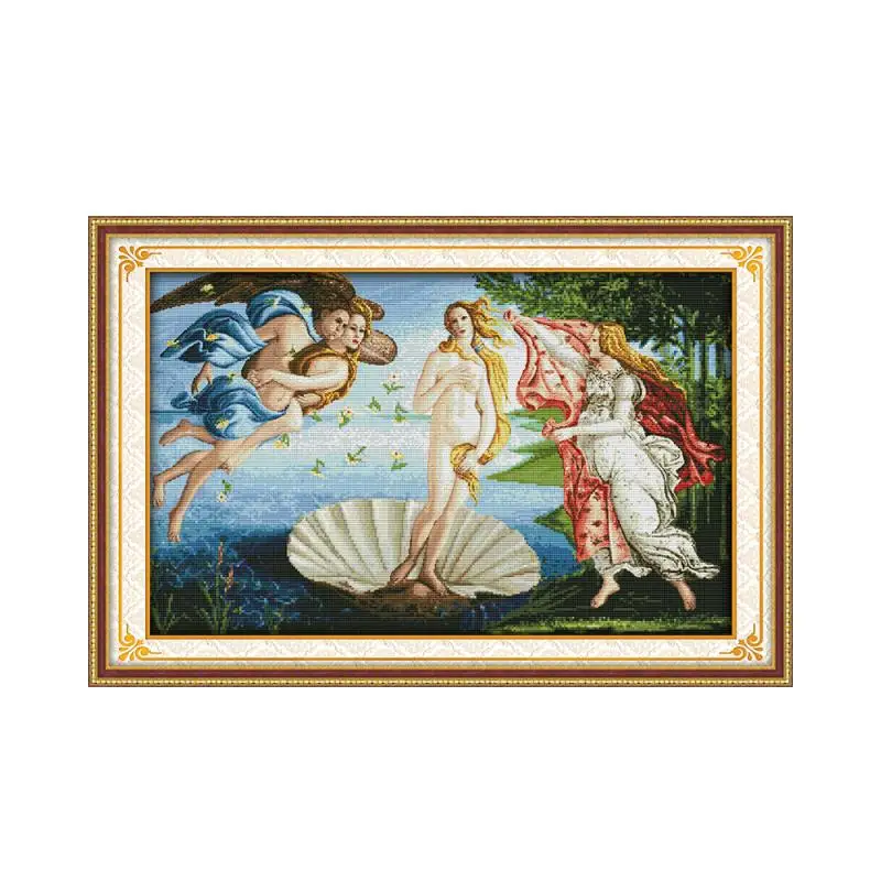 Joy Sunday Venus Birth Cross Stitch Kit 16CT 14CT 11CT DMC Thread Aida Cloth Handmade Needlework Set Decoration Hanging Picture