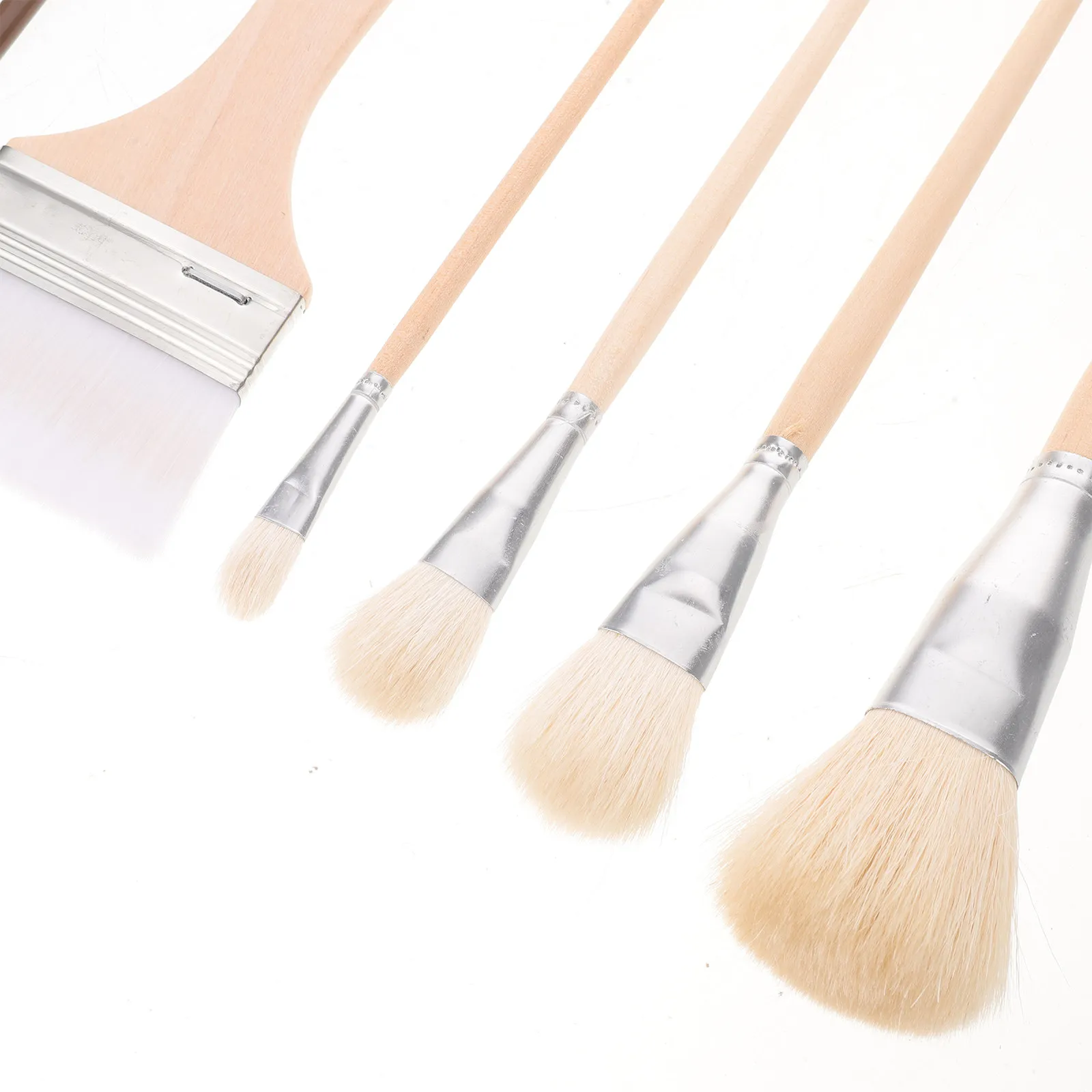 1Set Wool Painting Brushes Soft Pottery Glaze Brushes Wooden Paint Brush Set for Oil Watercolor Acrylic Ceramic Detailing Art