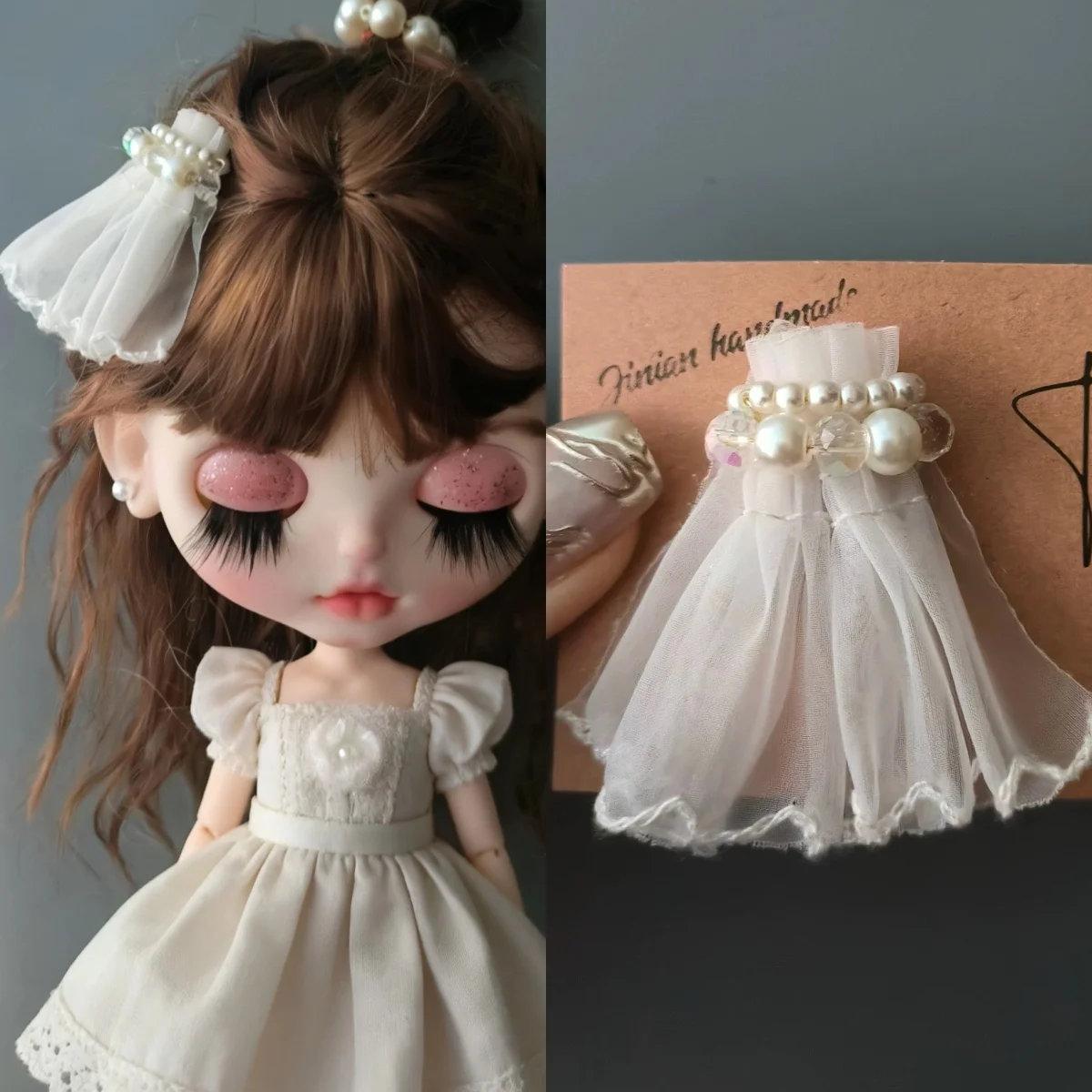 

Аксессуары для головных уборов куклы ICY Blyth: белая свадебная заколка для волос с жемчугом, заколка-украшение для волос в стиле феи для куклы Blyth 30 см, модный аксессуар для нарядов.