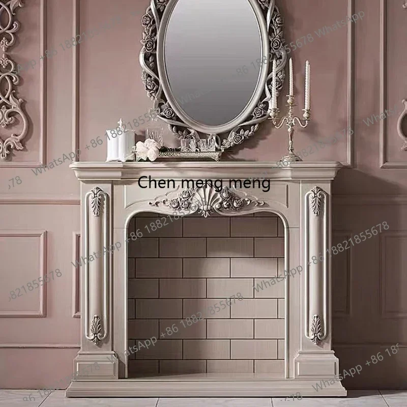 N138  European-style Ornaments Living Room Cabinets Retro Aged Carved Decoration Fireplace French-style Solid Wood Furniture