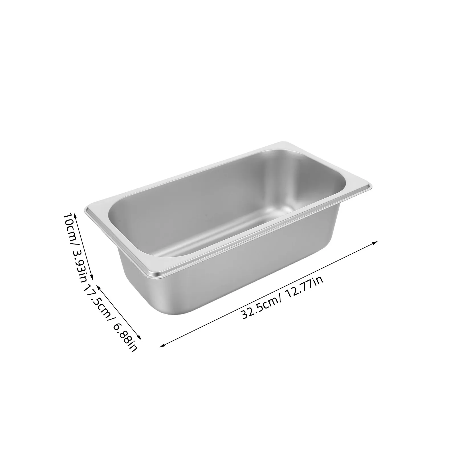 3Pcs Stainless Steel Steam Table Pan 1 3 Size Anti-Jam Flat Bottom Buffet Tray Food Warmer Catering Hotel Restaurant Food Pan