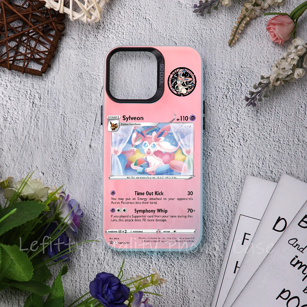 

Card Design Sylveon Phone Case Laser Metallic For IPhone 16 15 14 13 12 11 Pro Max Matte Aurora Multicolor Gradient Cover