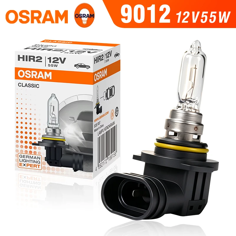 OSRAM 2PCS 9012 HIR2 12V 55W PX22d Halogen Headlight Car Bulb 3200K CLASSIC 9012 Fog Light Auto Lamp Standard Hi/lo Beam 4/10PCS