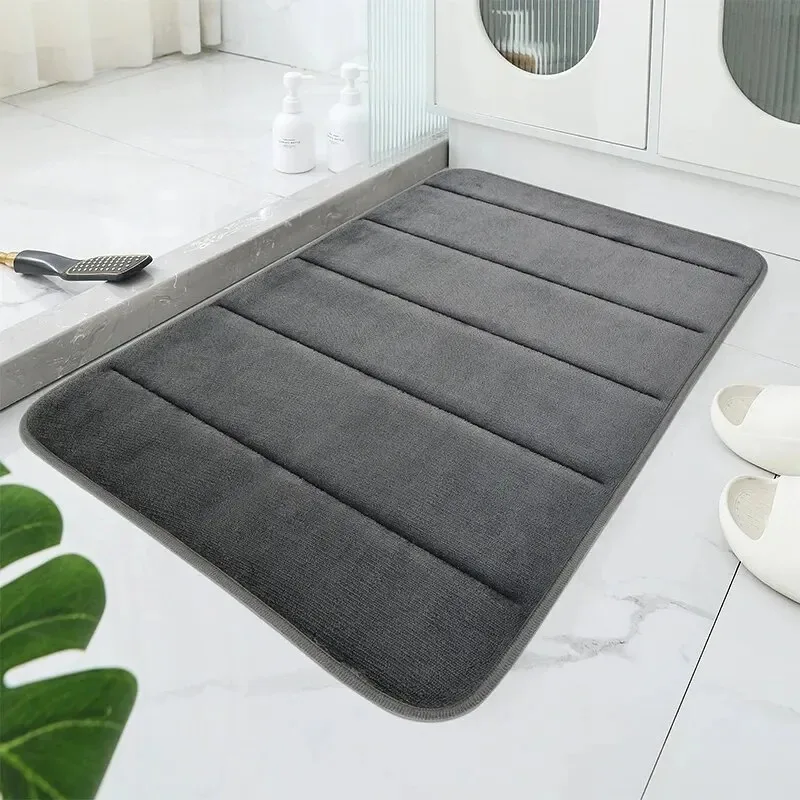 Coral Velvet Bathroom Mat Anti-Skid Quick Dry Machine Washable Soft Comfortable Toilet Floor Mat for Easy Home Use