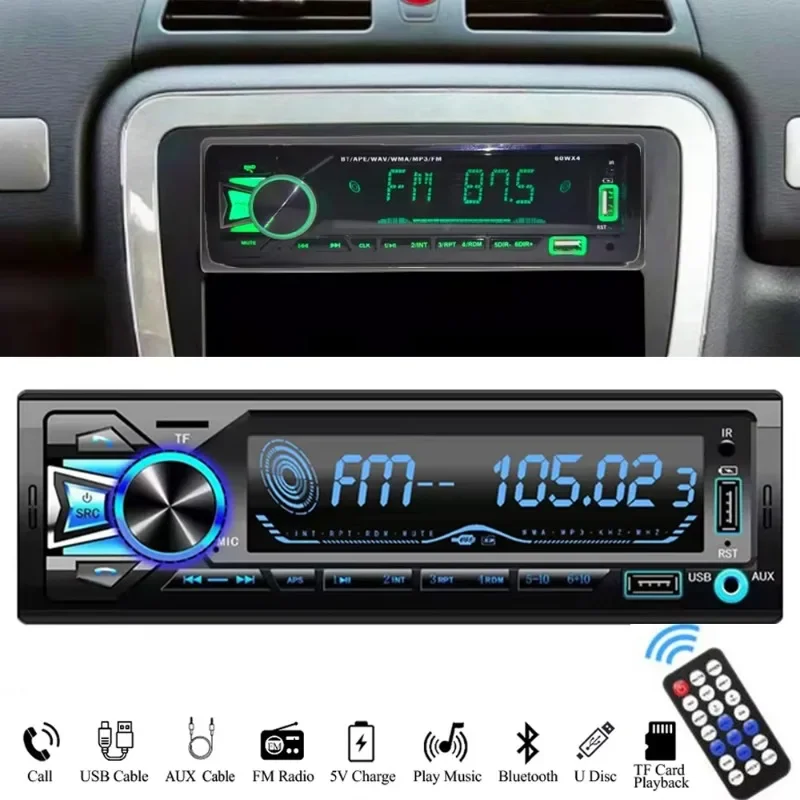 

12V 1din Автомобильный MP3-плеер Dual USB Bluetooth Стерео Радио Аудио FM TF AUX IN Приемник в Dash Мультимедийный плеер с пультом дистанционного управления