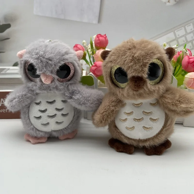 Big Eyes Owl Plush Toy Keychain para Crianças, Simulação De Desenhos Animados, Pingente De Mochila, Bonito, Melhor Presente De Aniversário, Novo