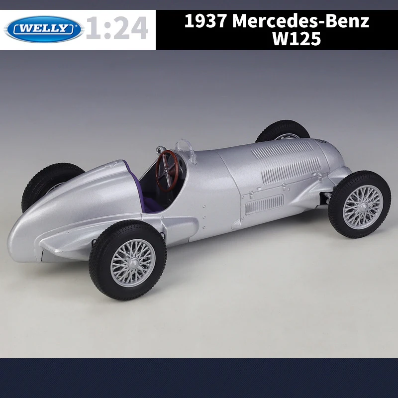 WELLY 1:24 Mercedes-Benz W125 1937 Alloy Car Diecasts Toy Vehicles Model Miniature Scale Model Car Collectibles Childrens Gift