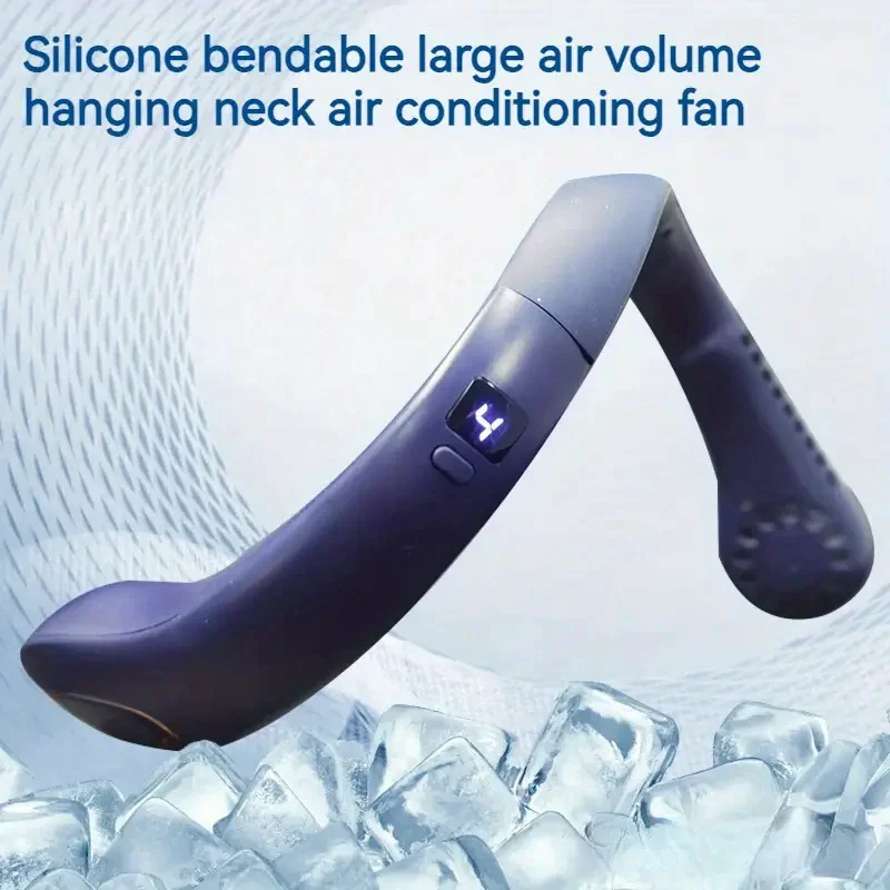 Tragbarer Nackenventilator, freihändiger, flügelloser Ventilator, 5 Geschwindigkeiten, 4000 mAh batteriebetriebener tragbarer persönlicher Ventilator, drehbar, wiederaufladbar