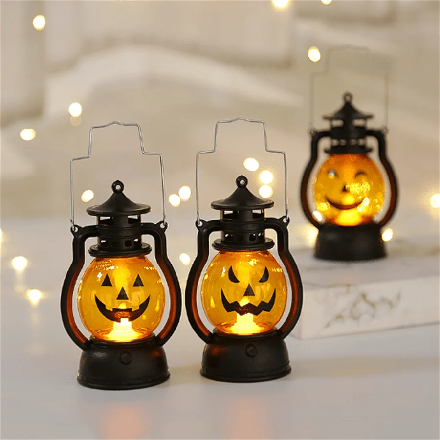 1PC Halloween Oil Lamp Handheld Pumpkin Light Skull Decor Pony Lantern Bar Party Decoration