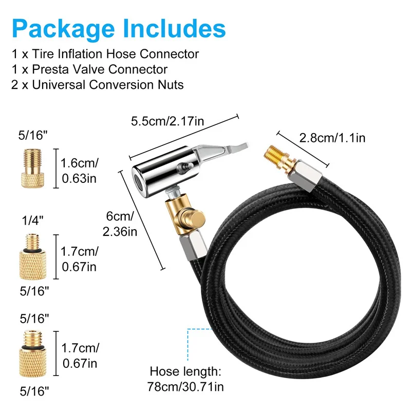 Hot Quick Connect Release Flexible Braided Hose Tire Valve Connection Tube Inflator Compressor Pump Extension Hose For Car