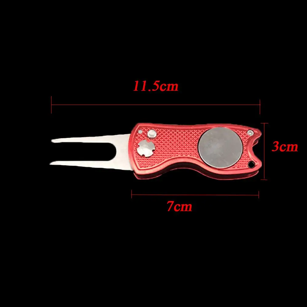 Stainless Steel Golf Divot Repair Switchblade Tool Pitch Groove Cleaner Magnetic Golf Pitchfork Putting Green Fork Golf Training