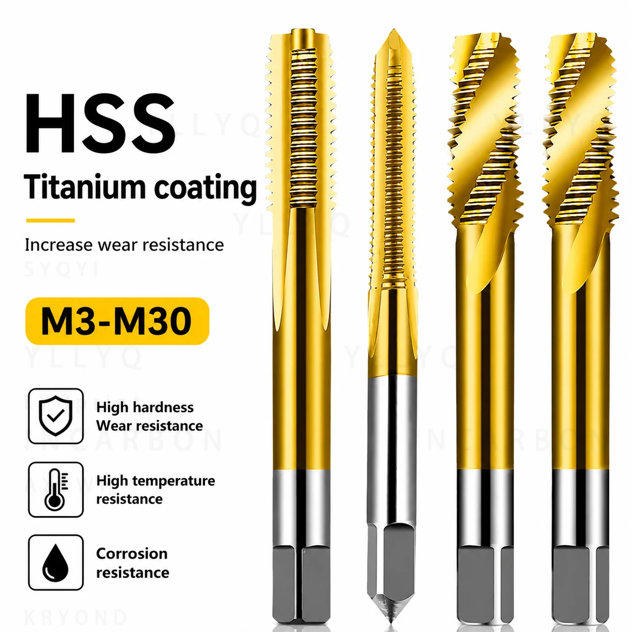 HSS6542 Spiral Flute Metric Tap M3-M30 Titanium Coated Machine Thread Tap Screw Tap for Steel Metal Threading Tool