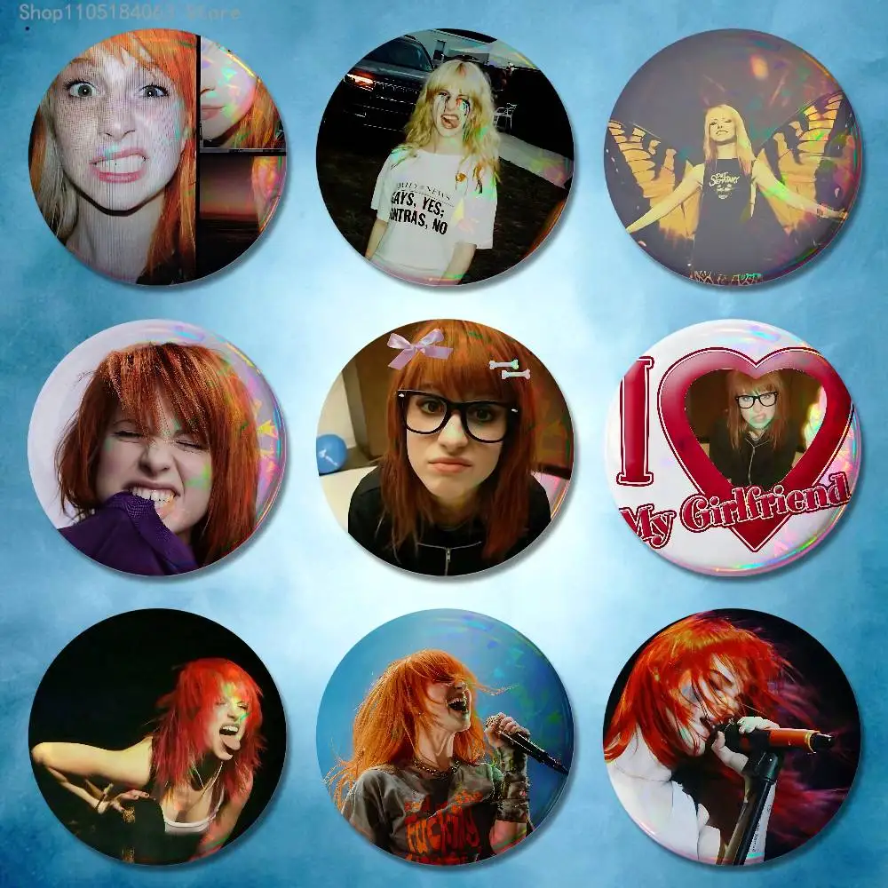 H-Hayley Williams Badges 25 32 44 58 75 mm Round Cosplay Pin Bag Decor Fans Collect Friends Gifts Brooch Souvenir