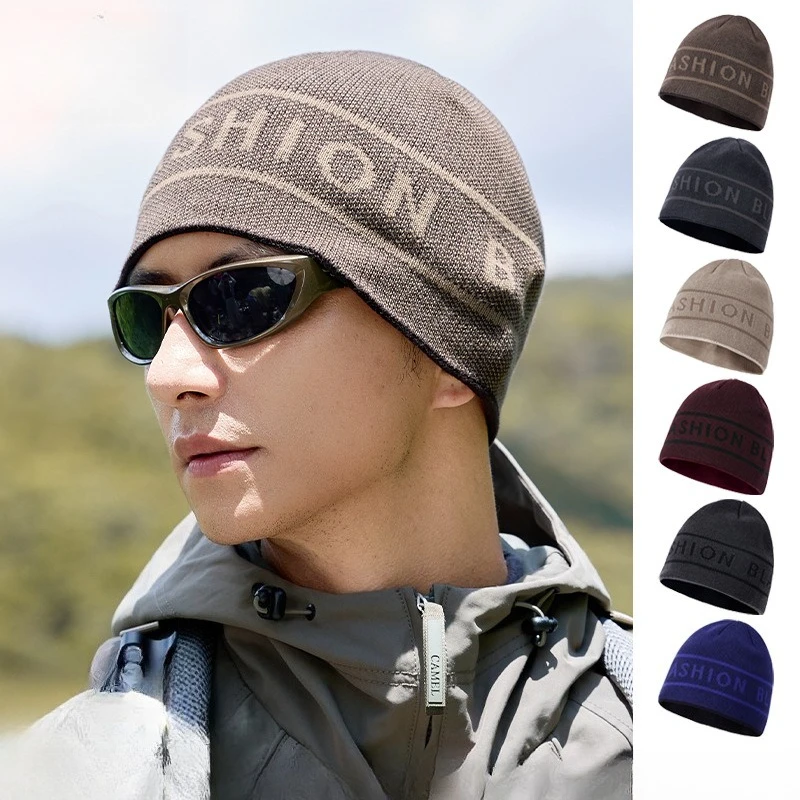 American New Foreign-style Letter Ear Protector Pullover Hat Double-layer Thickened Large Head Suitable for Elastic Knitted Hat