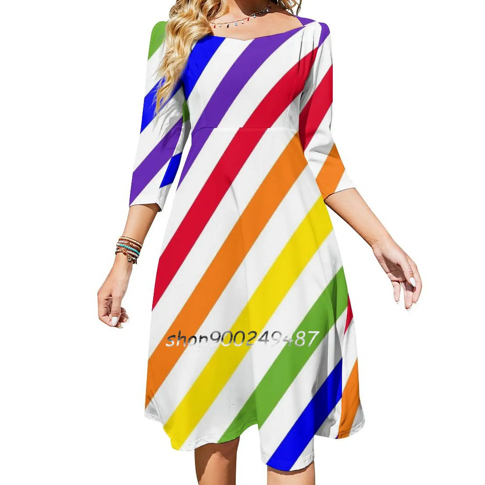 Equality 2018 Square Neck Dress Sweet Summer Dress Women Elegant Halter Print Dress Pride People Pride Love Queer Flag Equality