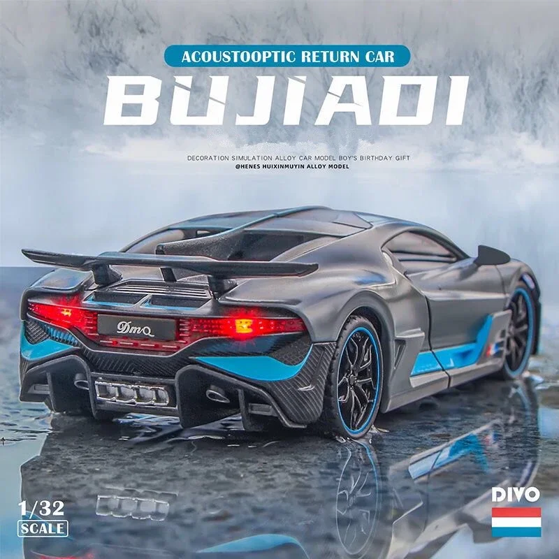 

Модель спортивного автомобиля Bugatti DIVO в масштабе 1:32, Литые металлические игрушечные автомобили, модель автомобиля, имитация звука, Женская коллекция, детская игрушка в подарок