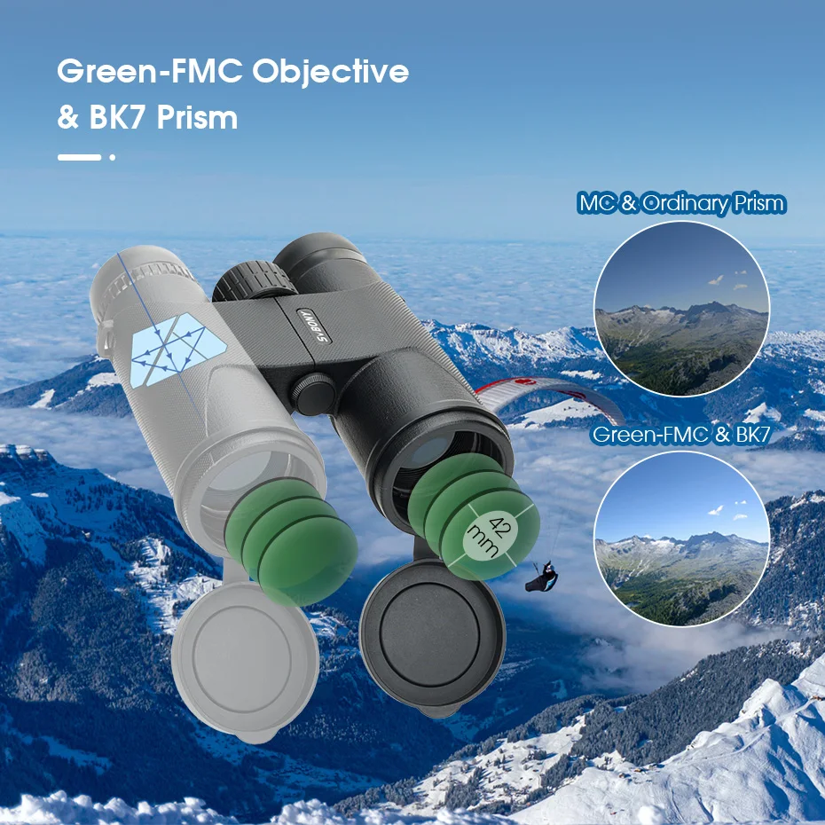 SVBONY SA202 Fernglas, 10 x 42 Fernglas für Erwachsene, kompaktes FMC-Objektiv, Fernglas mit Umhängeband, Tragetasche zum Wandern, Vogelbeiten – Detail 5