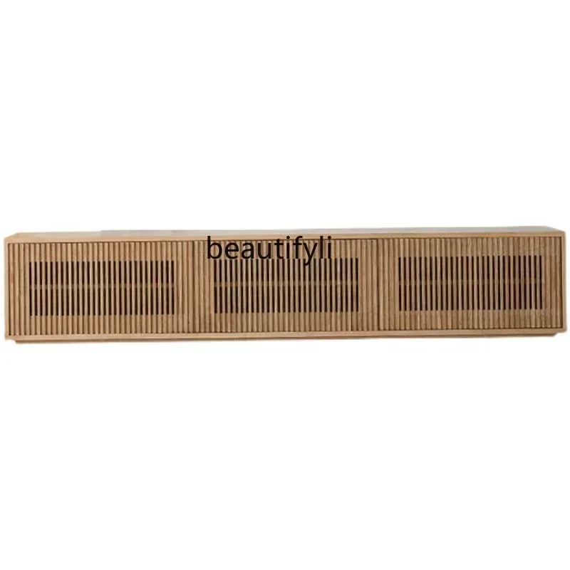 

LXSolid Wood Grille TV Cabinet Storage Cabinet Nordic Retro Locker Japanese Living Room Floor CabinetSSS