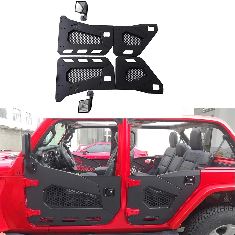 For Summer 4 Doors Tubular Doors with Side View Mirror Steel Offroad Guards for Jeep Wrangler JL 2018+ JT  2020+  JL1172 LantSun