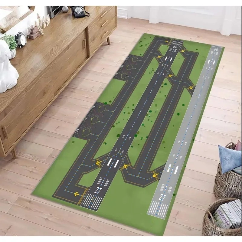 Runway Runner Rug Terminal Rail Road Carpet Green Grass Road Carpet Climbing Mat Home Decoration Rug