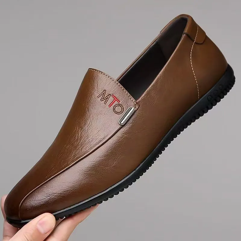Men's new Doudou men's breathable casual leather soft leather soft sole non-slip dad shoes